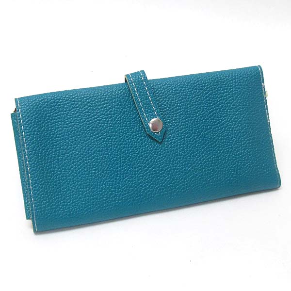 Snap button leatherette wallet