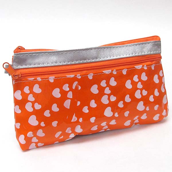 Multi heart print zipper wallet