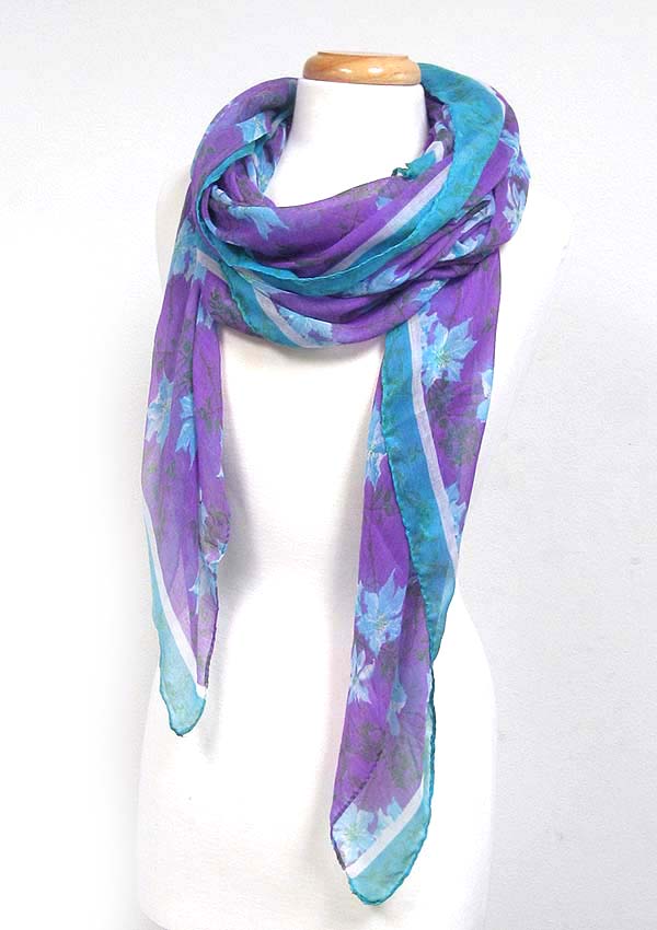 Multi leaves print scarf