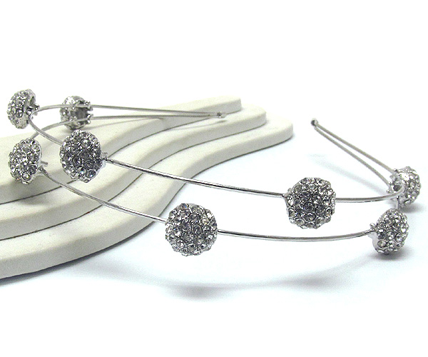 Multi crystal half balls on accent metal headband