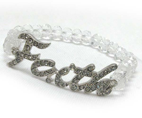 Crystal faith theme with multi crystal glass stretch bracelet