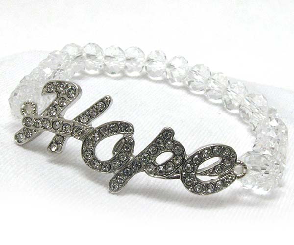 Crystal hope theme with multi crystal glass stretch bracelet