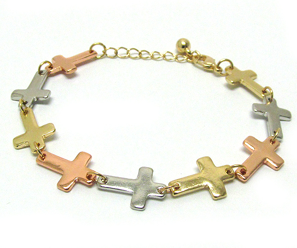 Muti metal cross chain barcelet