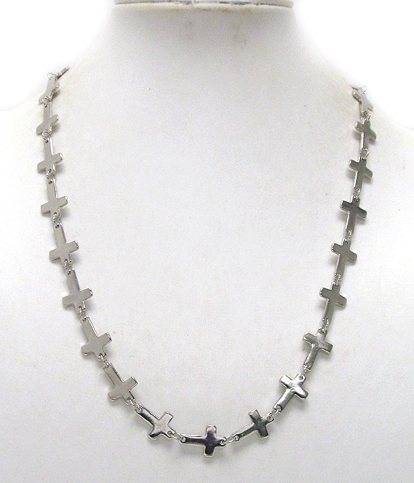 Muti metal scratch cross chain necklace