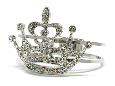 Large crystal crown bangle bracelet