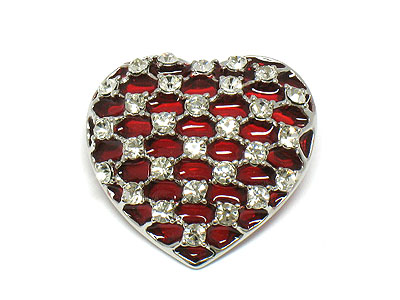 Valentine crystal red heart brooch -valentine