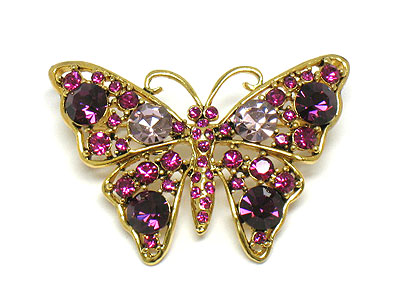 Crystal butterfly brooch