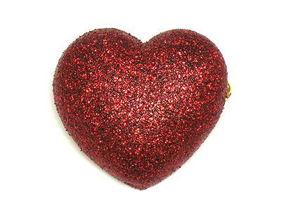 Valentine glittering red heart brooch -valentine