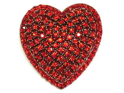 Valentine crystal red heart brooch -valentine