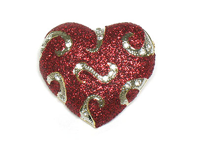 Valentine crystal red heart brooch -valentine