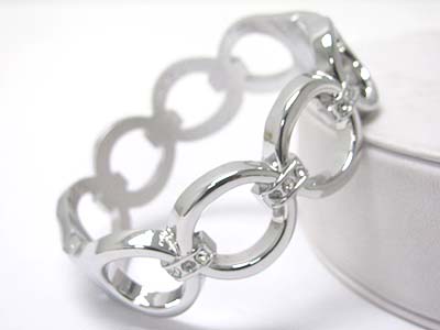 Crystal joint round metal link hinge bangle