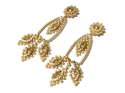 Burnish gold leaf shape drop earring