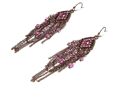 Muti chain drop with glass bead earring