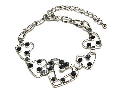 Crystal dual heart chain bracelet