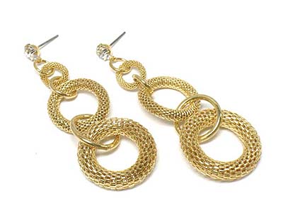 Mesh metal hoop link drop earring - hoops