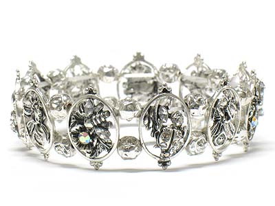 Crystal and metal deco stretch bracelet