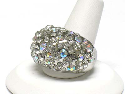 Crystal bubble puffy metal ring