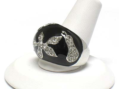 Crystal deco epoxy art deco metal ring