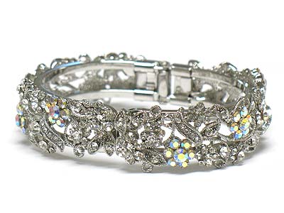 Crystal flower hinge bangle