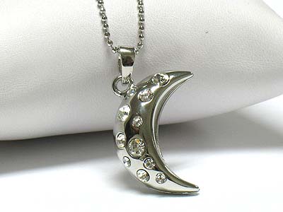 Crystal crescent moon pendant necklace