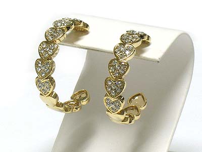 Crystal heart link hoop earring - hoops