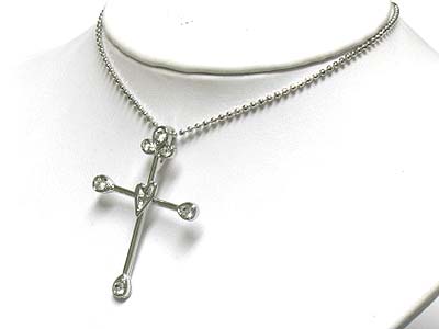 Crystal edged cross pendant necklace