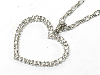 Crystal side heart frame pendant necklace 