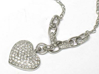 Crystal deco heart pendant and chain necklace