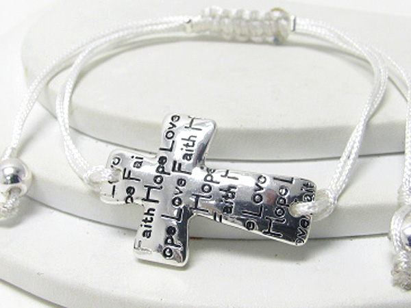 Message cross and braided yarn friendship bracelet