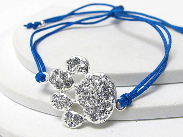 Crystal paw and braided yarn friendship bracelet