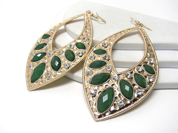 Crystal and acrylic stone deco drop earring