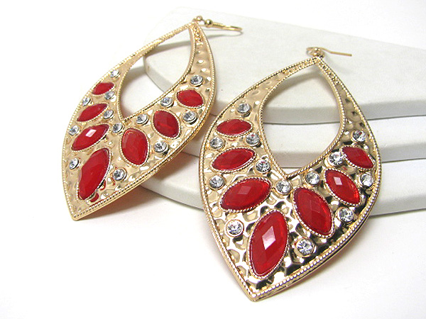 Crystal and acrylic stone deco drop earring