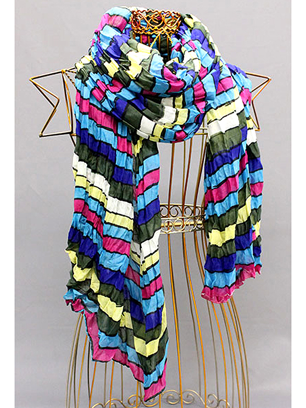 100% polyester multi stripe scarf