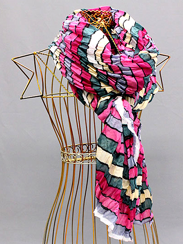 100% polyester multi stripe scarf