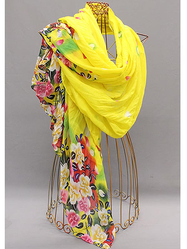 100% polyester botanical garden scarf