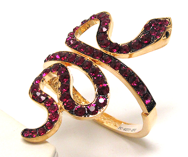 Large crystal snake bangle stretch bracelet