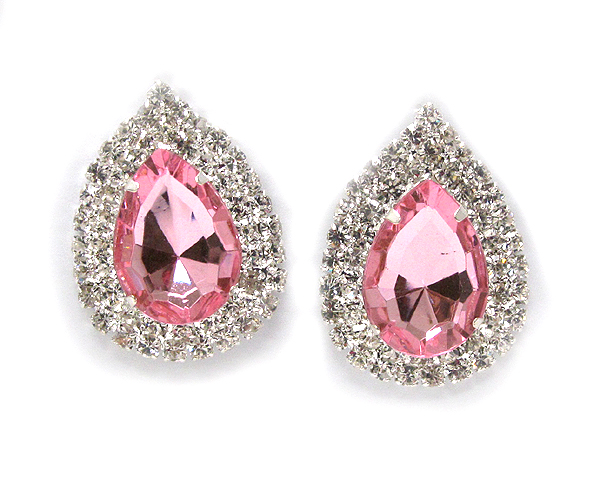 Teardrop crystal and rhinestone edge deco earring