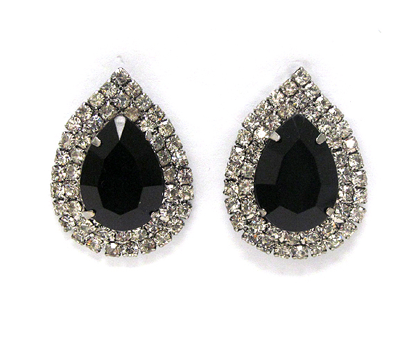 Teardrop crystal and rhinestone edge deco earring