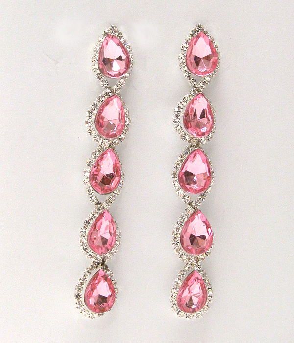 Multi teardrop crystal and rhinestone deop earring