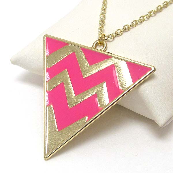 Epoxy chevron triangle pendant necklace