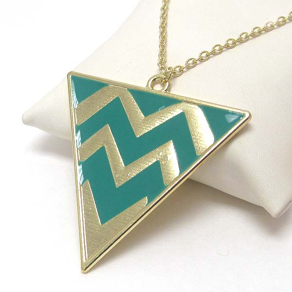 Epoxy chevron triangle pendant necklace