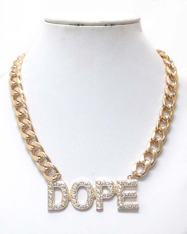 Premier electro plating crystal dope pendant and thick chain necklace