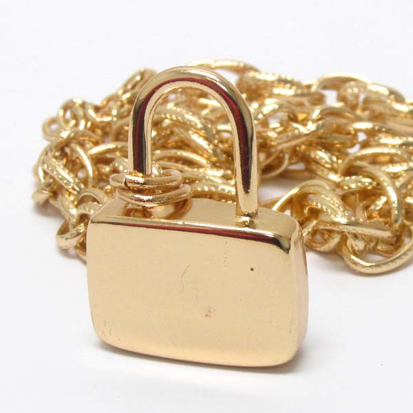 PREMIER ELECTRO PLATING METAL LOCK PENDANT AND CHAIN NECKLACE