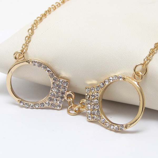 Premier electro plating crystal handcuff necklace