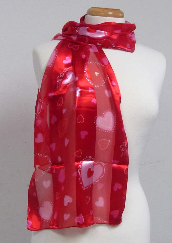 Valentine heart theme satin stripe print sash scarf - 100% polyester  made in korea -valentine