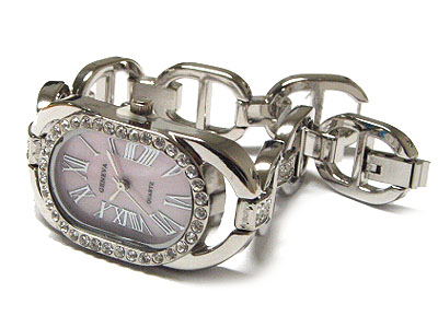 Metal bracelet with crystal watch