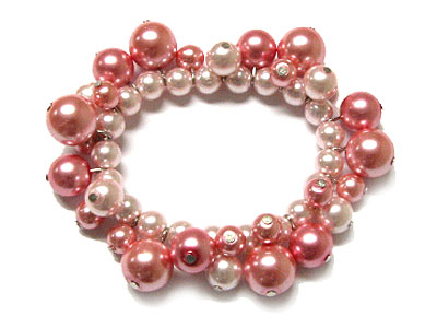 Multi glass pearl stretch bracelet