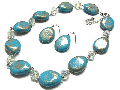 Patina flattend bead necklace set