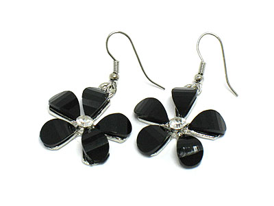 Crystal centered flower earring