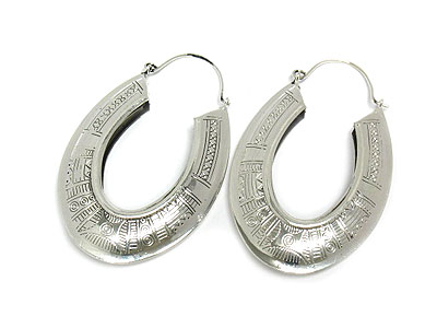 Antique style metal hoop earring - hoops